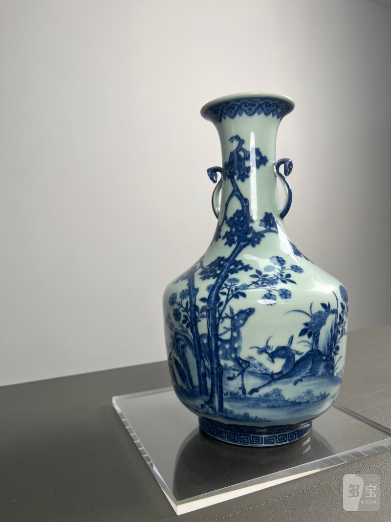 清道光  御制青花六合同春如意耳尊 - 图2
